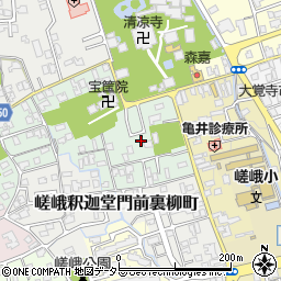 京都府京都市右京区嵯峨釈迦堂門前南中院町周辺の地図
