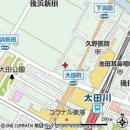 愛知県東海市大田町後浜新田213周辺の地図