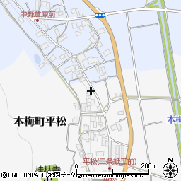 京都府亀岡市本梅町平松（北垣内）周辺の地図