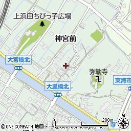 愛知県東海市大田町神宮前周辺の地図