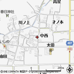 京都府亀岡市稗田野町太田中西周辺の地図