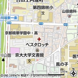 京都府京都市左京区吉田中阿達町周辺の地図