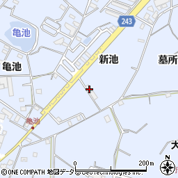 愛知県大府市長草町新池周辺の地図