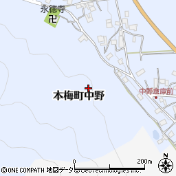 京都府亀岡市本梅町中野（元城谷）周辺の地図