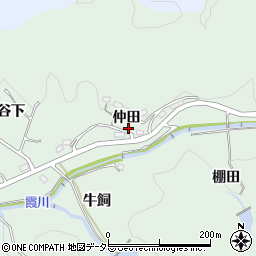 愛知県岡崎市奥殿町（仲田）周辺の地図
