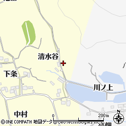 京都府亀岡市稗田野町鹿谷清水谷周辺の地図
