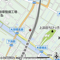 愛知県東海市大田町上浜田周辺の地図