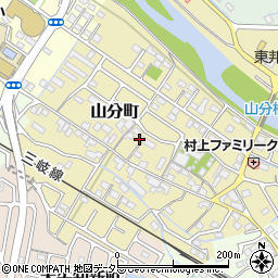 三重県四日市市山分町周辺の地図