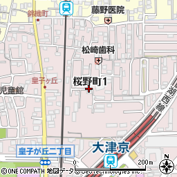 滋賀県大津市桜野町1丁目10周辺の地図