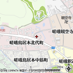 京都府京都市右京区嵯峨鳥居本北代町周辺の地図