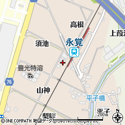 愛知県豊田市永覚町須池周辺の地図