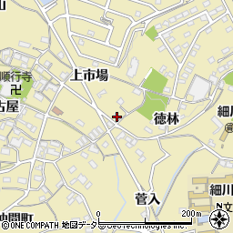 愛知県岡崎市細川町上市場53周辺の地図