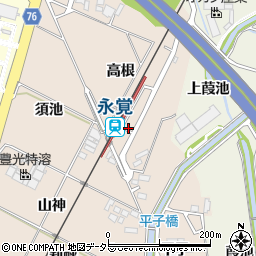 愛知県豊田市永覚町上高根周辺の地図