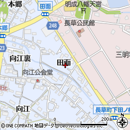 愛知県大府市長草町田面周辺の地図