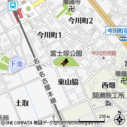 富士塚公園トイレ周辺の地図