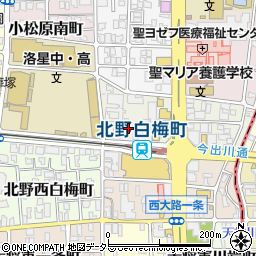 京都府京都市北区北野上白梅町周辺の地図