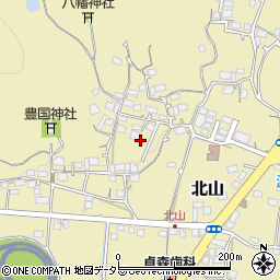 岡山県美作市北山周辺の地図