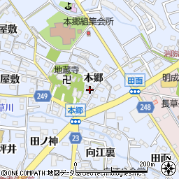 愛知県大府市長草町本郷周辺の地図