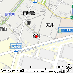 愛知県豊田市西田町宮前周辺の地図