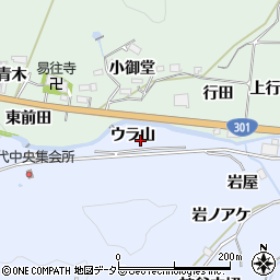 愛知県豊田市下山田代町（ウラ山）周辺の地図