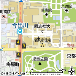 同志社大学　今出川キャンパス周辺の地図
