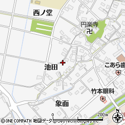 愛知県豊田市若林西町池田周辺の地図