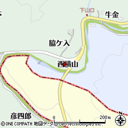 愛知県豊田市花沢町西横山周辺の地図