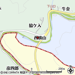 愛知県豊田市花沢町（西横山）周辺の地図