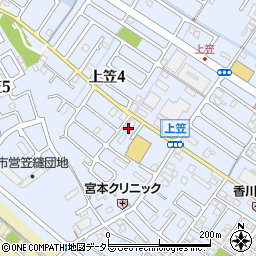 滋賀県草津市上笠4丁目4-16周辺の地図