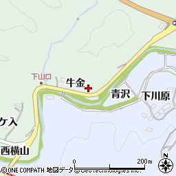 愛知県豊田市花沢町牛金周辺の地図