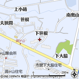 愛知県東海市荒尾町下笹根周辺の地図