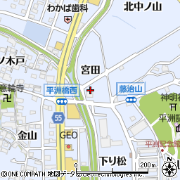 愛知県東海市荒尾町宮田周辺の地図
