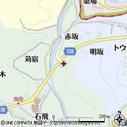 愛知県岡崎市奥殿町（赤坂）周辺の地図