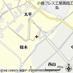 愛知県豊田市中町嫁木周辺の地図