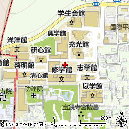 立命館大学衣笠キャンパス　平井嘉一郎記念図書館周辺の地図