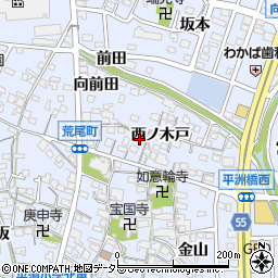 愛知県東海市荒尾町西ノ木戸周辺の地図