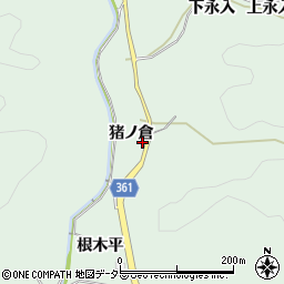 愛知県豊田市花沢町猪ノ倉周辺の地図