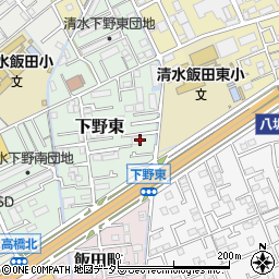 静岡県静岡市清水区下野東1-92周辺の地図