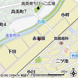 愛知県豊田市竹元町赤羽根周辺の地図