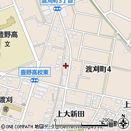 愛知県豊田市渡刈町上大新田周辺の地図