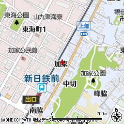 愛知県東海市荒尾町（加家）周辺の地図