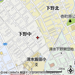 静岡県静岡市清水区下野中3-29周辺の地図