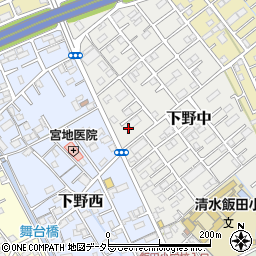 静岡県静岡市清水区下野中12-39周辺の地図