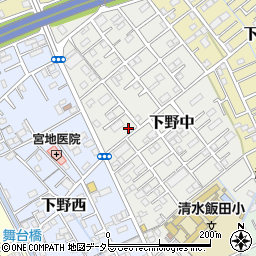 静岡県静岡市清水区下野中12-2周辺の地図