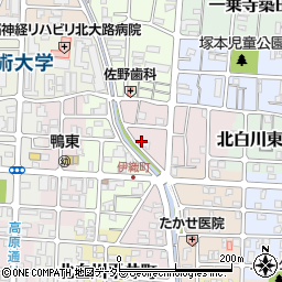 京都府京都市左京区北白川西伊織町周辺の地図