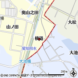愛知県東海市名和町横道周辺の地図