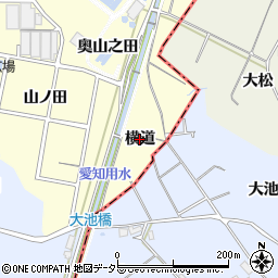 愛知県東海市名和町（横道）周辺の地図