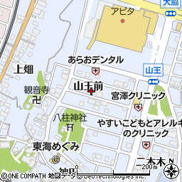 愛知県東海市荒尾町（山王前）周辺の地図
