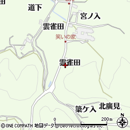 愛知県豊田市滝脇町雲雀田周辺の地図