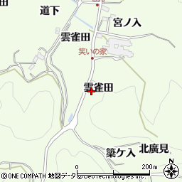 愛知県豊田市滝脇町（雲雀田）周辺の地図
